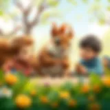 Children engaging in squirrel game activities