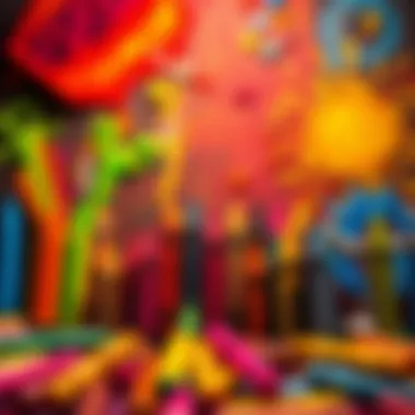 Vibrant display of crayon art created by children showcasing their creativity.