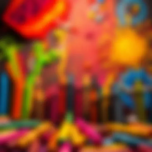 Vibrant display of crayon art created by children showcasing their creativity.