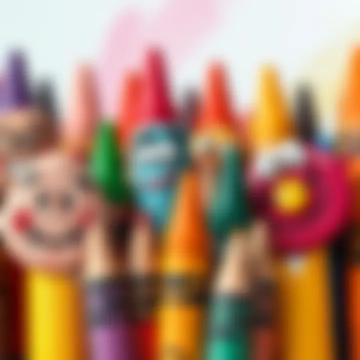 A collection of colorful crayon drawings representing various emotions.