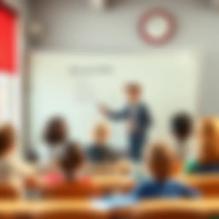 Teacher demonstrating usage of a whiteboard in class