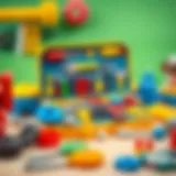 Colorful repair set with various tools and components