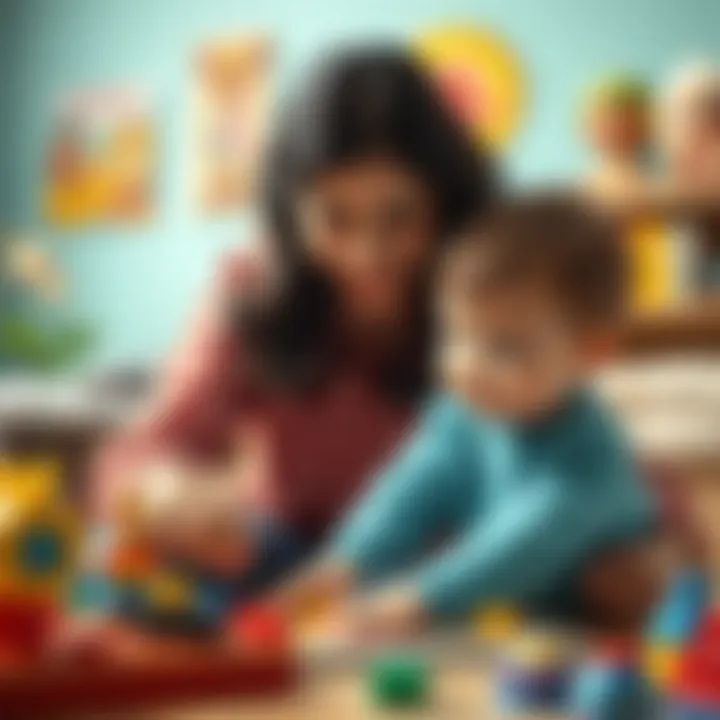 A parent guiding a child in a game that promotes problem-solving skills