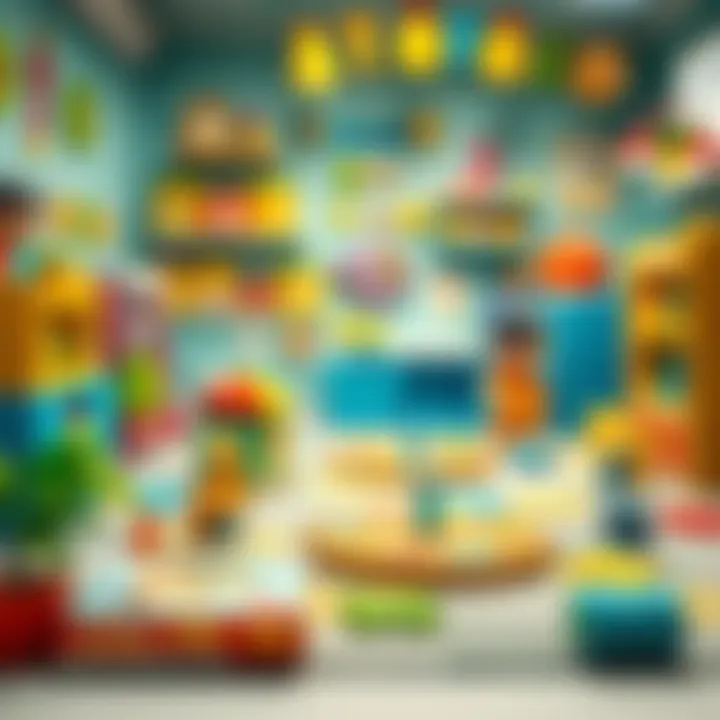A vibrant playroom filled with puzzles and games, stimulating creative thinking
