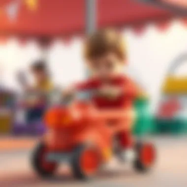 A child playing with a toy cart, enhancing physical skills.