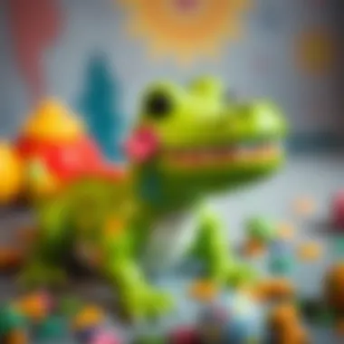 Colorful toy crocodile stimulating cognitive development