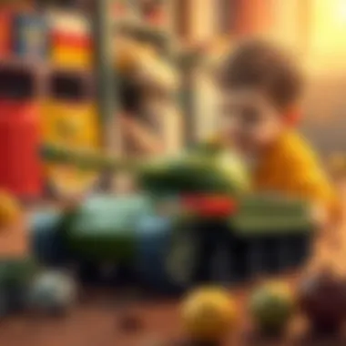 A child playing with a tank toy, showcasing engagement and creativity.