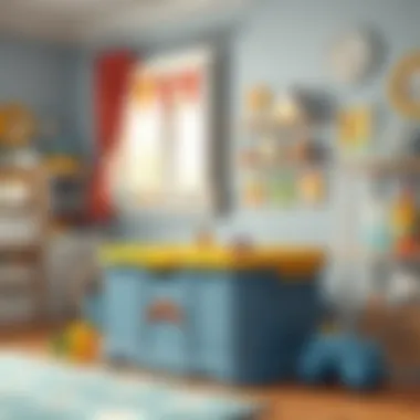 Durable plastic toy box in a child's room