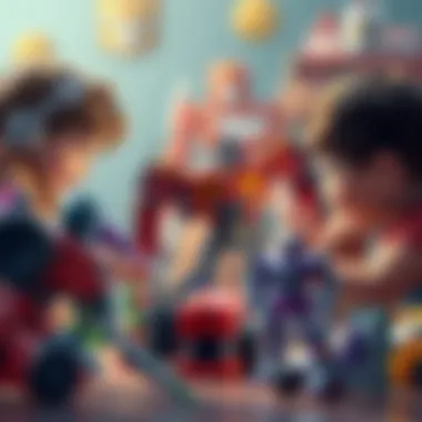 Children interacting with Transformers toys in imaginative play