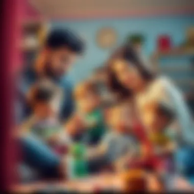 Parents engaging with children during playtime with dolls