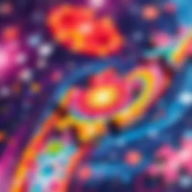 A close-up of a colorful galaxy puzzle piece