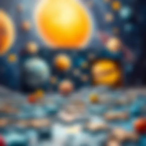 An intricate space-themed puzzle depicting planets and stars