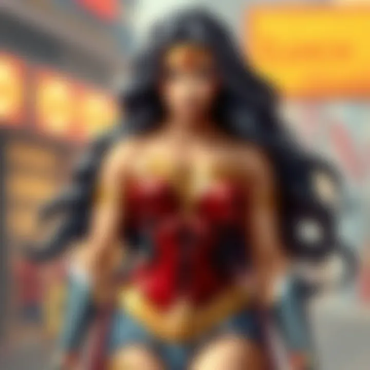 A modern interpretation of Wonder Woman's costume in contemporary fashion