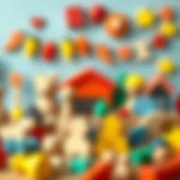 Wooden toy set showcasing different shapes and colors