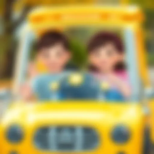 Yellow electric car for children during playtime