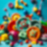 Colorful yoyo toys displayed creatively